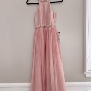 Peach pearl detail maxi dress